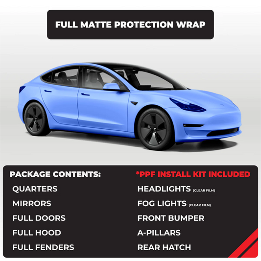 Tesla Model 3 Matte Finish Full Paint Protection Wrap